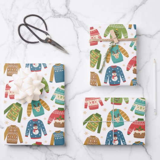 hässlich, aber Niedliche Weihnachts-Sweaters Urlau Geschenkpapier Set (Vorderseite)