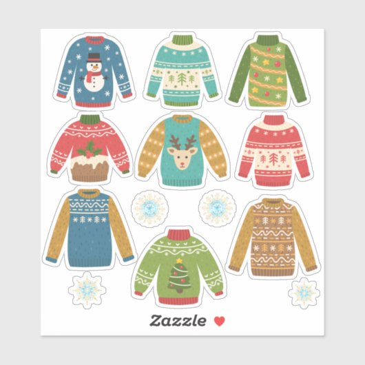 hässliche, aber Niedliche hässliche Weihnachtssüße Aufkleber (Blatt)