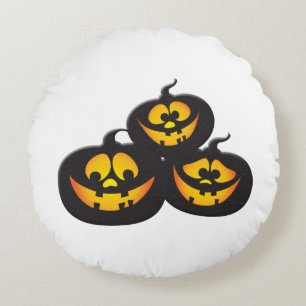 Hässliche Ausdrücke Halloween-Kürbis Rundes Kissen