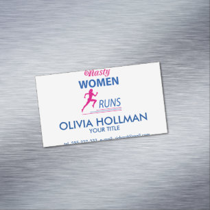 Hässliche Frauen laufen Magnetische Visitenkarte