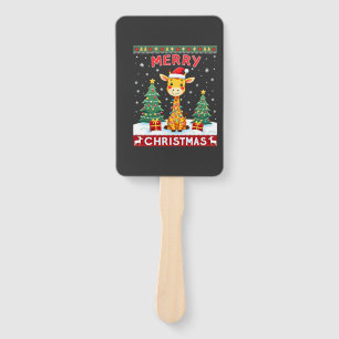 Häßliche Giraffe Weihnachtspullover Lustiger Santa Fächer