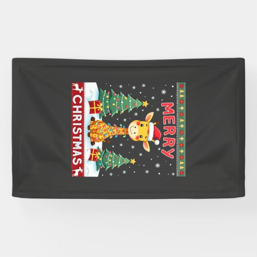 Hässliche Giraffe Weihnachtspullover Lustiger Weih Banner (Horizontal)