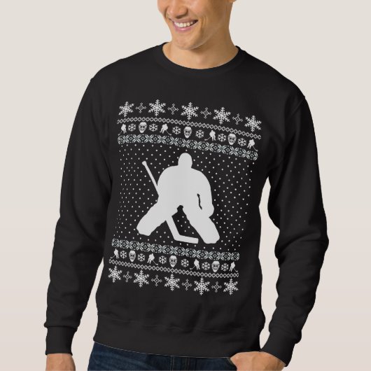 Hässliche Hockey-Weihnachtsstrickjacke Sweatshirt (Vorderseite)