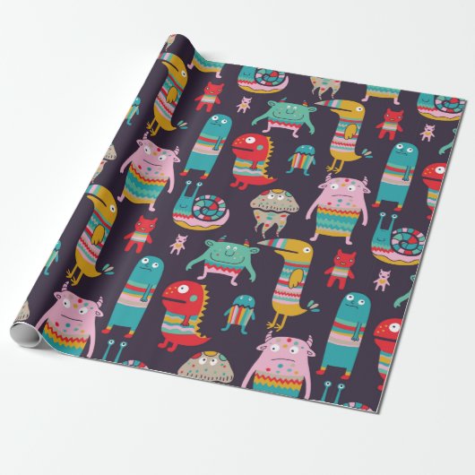 Hässliche Monster nahtlos Muster Geschenkpapier (Ungerollt)