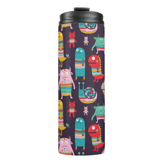 Hässliche Monster nahtlos Muster Thermosbecher (Vorderseite)