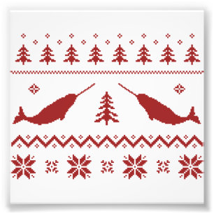 Hässliche Narwhal Weihnachtsstrickjacke Fotodruck