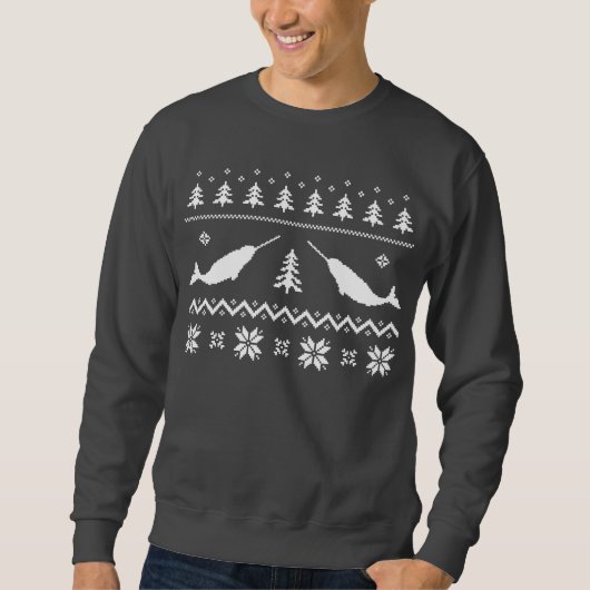 Hässliche Narwhal Weihnachtsstrickjacke Sweatshirt (Vorderseite)