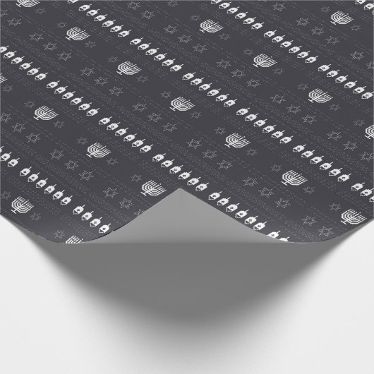 Hässliche Strickjacke Chanukkas Geschenkpapier (Ecke)