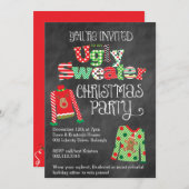 Hässliche Strickjacke-WeihnachtsParty-Tafel-Art Einladung (Vorne/Hinten)