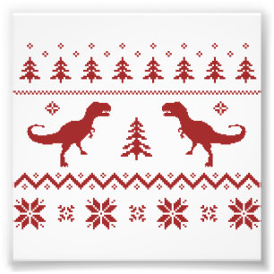 Hässliche T-Rex Dinosaurier-Weihnachtsstrickjacke Fotodruck