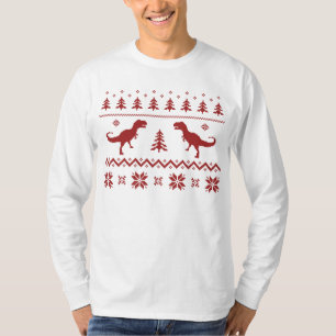 Hässliche T-Rex Dinosaurier-Weihnachtsstrickjacke T-Shirt
