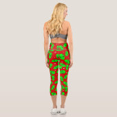 hässliche Weihnachten Alien Rote Stars Capri Leggings (Rückseite)