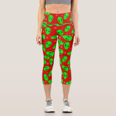 hässliche Weihnachten Alien Rote Stars Capri Leggings (Vorderseite)
