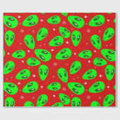 hässliche Weihnachten Alien Rote Stars Geschenkpapier (Flach)