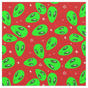 hässliche Weihnachten Alien Rote Stars Stoff