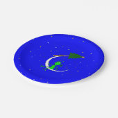 hässliche Weihnachten Alien Weihnachten Mond Pappteller (Schrägansicht)