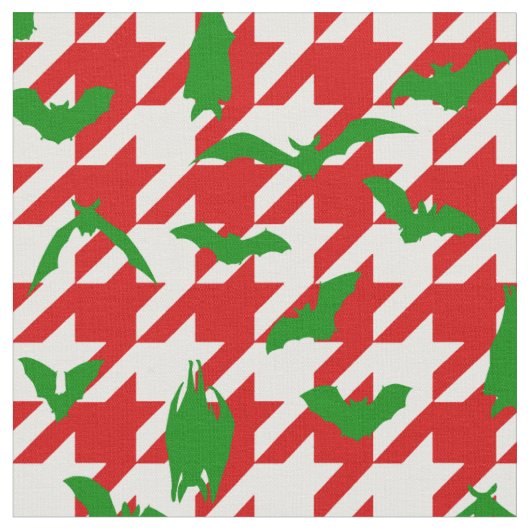 hässliche Weihnachten Houndstooth Fledermäuse rot Stoff (Nahaufnahme)