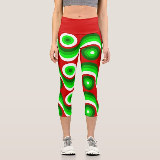 hässliche Weihnachten Mod groovy rot Capri Leggings (Vorderseite)