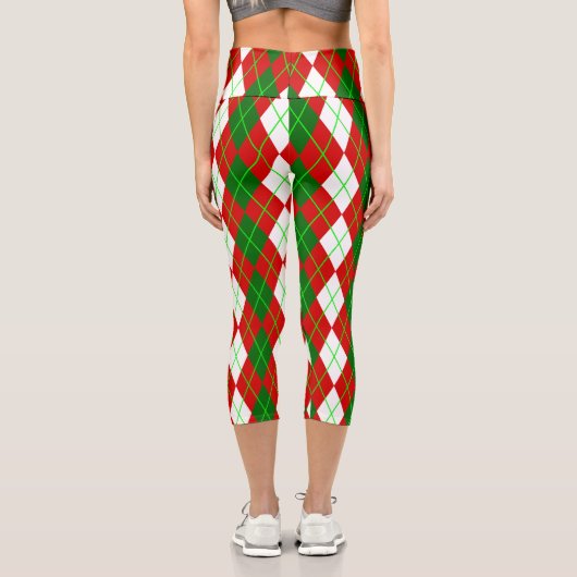 hässliche Weihnachten Raute kariertes Retro Capri Leggings (Rückseite)