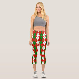 hässliche Weihnachten Raute kariertes Retro Capri Leggings