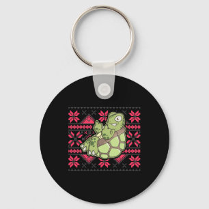 Hässliche Weihnachts-Schildkröte Mittelfinger Aus Schlüsselanhänger