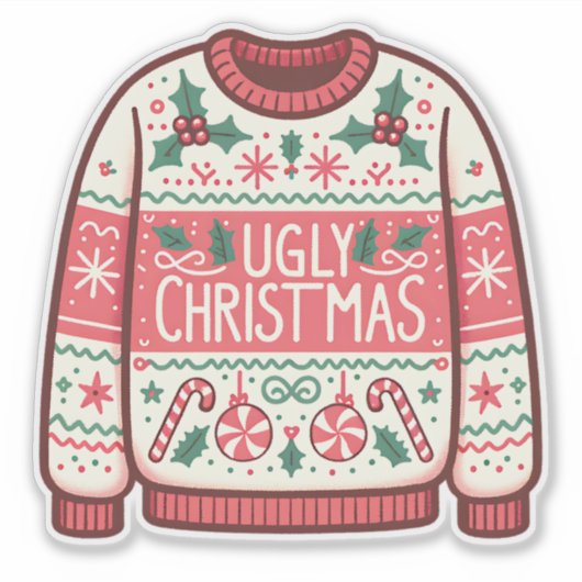 Hässliche Weihnachts-Schlabberpullover-Party Aufkleber (Vorderseite)