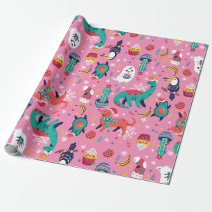 hässliche Weihnachtsdinosaurier avocado cupcake xm Geschenkpapier