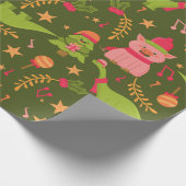 hässliche Weihnachtsdinosaurier trex santa Schwein Geschenkpapier (Ecke)