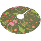 hässliche Weihnachtsdinosaurier trex santa Schwein Polyester Weihnachtsbaumdecke (Schrägansicht)