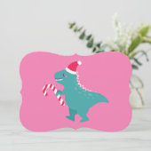 hässliche Weihnachtsdinosaurier trex Schneeflocken Einladung (Stehend Vorderseite)