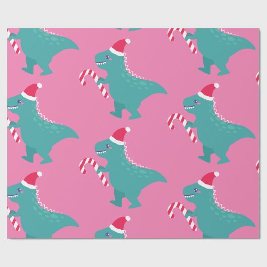 hässliche Weihnachtsdinosaurier trex Schneeflocken Geschenkpapier (Flach)