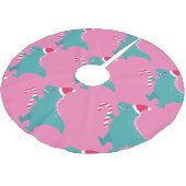 hässliche Weihnachtsdinosaurier trex Schneeflocken Polyester Weihnachtsbaumdecke (Schrägansicht)