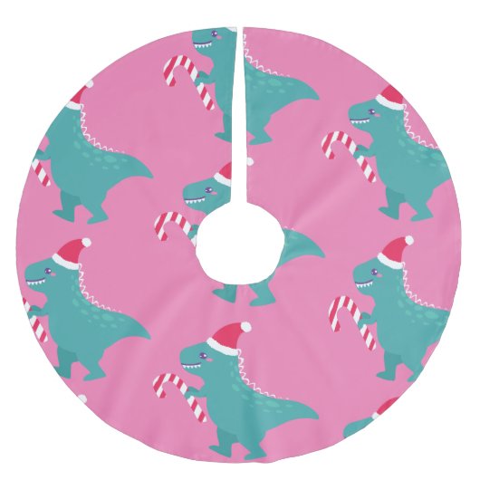 hässliche Weihnachtsdinosaurier trex Schneeflocken Polyester Weihnachtsbaumdecke (Vorderseite)