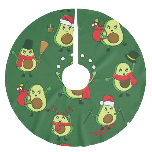 hässliche Weihnachtsfeier avocado santa Polyester Weihnachtsbaumdecke (Vorderseite)