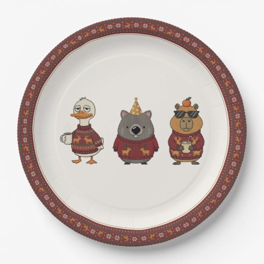 Hässliche Weihnachtsfeier-Charakter-Teller Pappteller (Vorderseite)