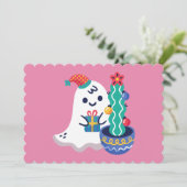 hässliche Weihnachtsghost-Weihnachtskaktus Einladung (Stehend Vorderseite)