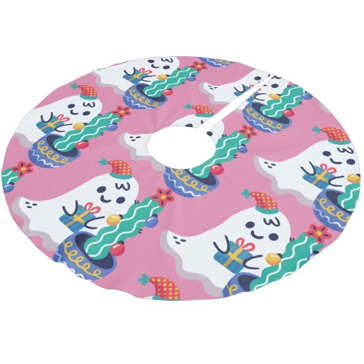 hässliche Weihnachtsghost-Weihnachtskaktus Polyester Weihnachtsbaumdecke (Schrägansicht)