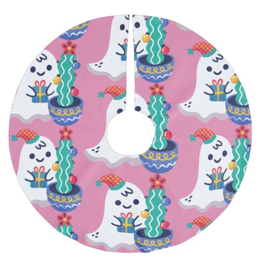 hässliche Weihnachtsghost-Weihnachtskaktus Polyester Weihnachtsbaumdecke (Vorderseite)