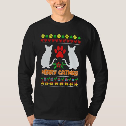 Hässliche Weihnachtskater T-Shirt (Vorderseite)