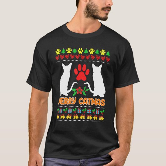Hässliche Weihnachtskater T-Shirt (Vorderseite)