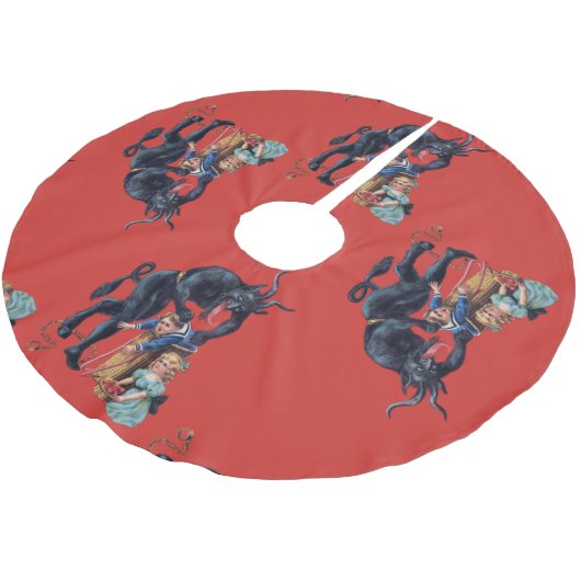 hässliche Weihnachtskrampus antiken Rot Polyester Weihnachtsbaumdecke (Schrägansicht)