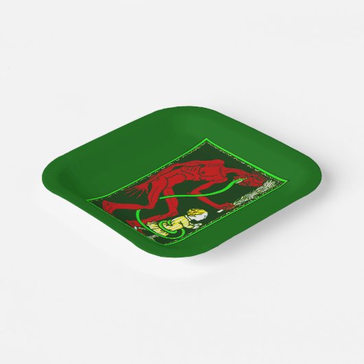 hässliche Weihnachtskrampuskind viktorianisch Pappteller (Gewinkelt)