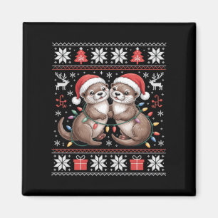 Hässliche Weihnachtslichter Familie passend Otter Magnet
