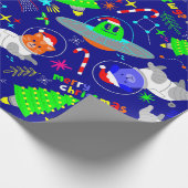 hässliche Weihnachtslieder Alien santa dog cat Geschenkpapier (Ecke)