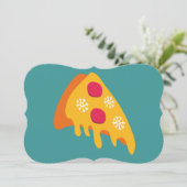 hässliche Weihnachtspizza Pizza Schneeflocken Wint Einladung (Stehend Vorderseite)