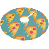 hässliche Weihnachtspizza Pizza Schneeflocken Wint Polyester Weihnachtsbaumdecke (Schrägansicht)