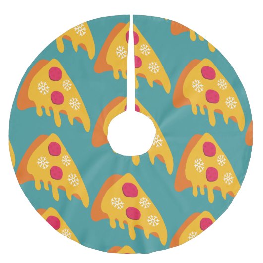 hässliche Weihnachtspizza Pizza Schneeflocken Wint Polyester Weihnachtsbaumdecke (Vorderseite)