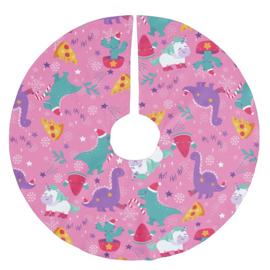 hässliche Weihnachtspizza unicorn Wassermelone Sch Polyester Weihnachtsbaumdecke (Vorderseite)