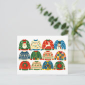 Hässliche Weihnachtspullover Collage Postkarte (Stehend Vorderseite)