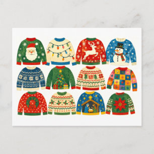 Hässliche Weihnachtspullover Collage Postkarte